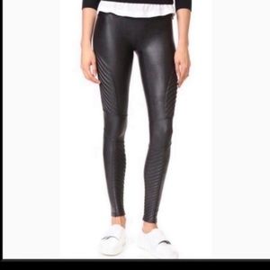 Spanx black leather moto leggings